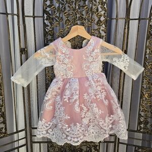 Girls princess dress embroidery floral lace 2T- 3T